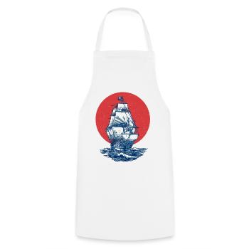Mystical Pirate Ship - Cooking Apron - white - Front - AI Model Male 185 dark (185cm)