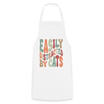 Easily Disctracted By Katzen - Cooking Apron - white - Front - AI Model Male 185 dark (185cm)