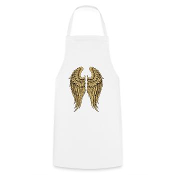 Golden Angel Wings - Cooking Apron - white - Front - AI Model Male 185 dark (185cm)
