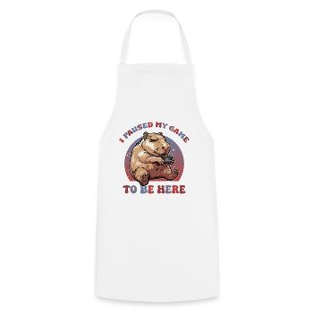 Capybara Gaming I paused my Game - Cooking Apron - white - Front - AI Model Male 185 dark (185cm)