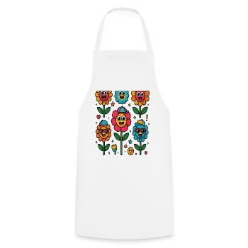 Colorful flowers with smiling faces - Cooking Apron - white - Front - AI Model Male 185 dark (185cm)