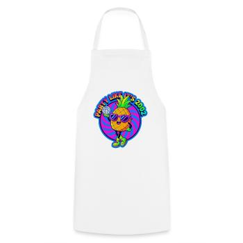 Ananas Party neon Früchte mit Stil V2K 2000'er  - Kochschürze - Weiß - Vorne - AI Model Male 185 dark (185cm)