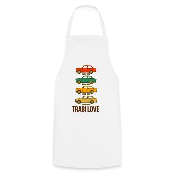 Trabi Love Trio de voitures rétro - Tablier de cuisine - blanc - Devant - AI Model Male 185 dark (185cm)