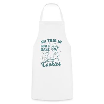 Voici donc comment vous faites des cookies - Tablier de cuisine - blanc - Devant - AI Model Male 185 dark (185cm)
