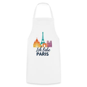 I love Paris – colorful skyline - Cooking Apron - white - Front - AI Model Male 185 dark (185cm)