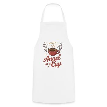 Angel in Cup with Wings - Cooking Apron - white - Front - AI Model Male 185 dark (185cm)