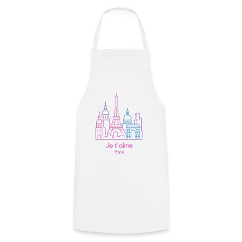 Neon Paris Skyline Je t'aime - Kochschürze - Weiß - Vorne - AI Model Male 185 dark (185cm)