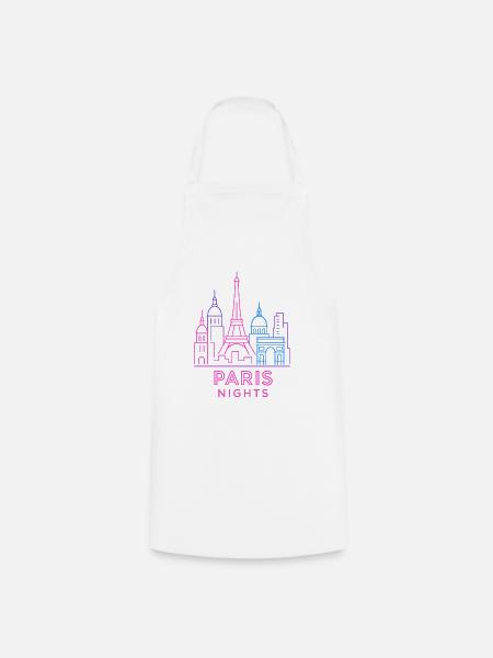 Neon Paris Nächte Skyline Silhouette - Kochschürze - Weiß