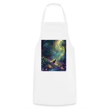 Sunlit Forest Cat - Cooking Apron - white - Front - AI Model Male 185 dark (185cm)