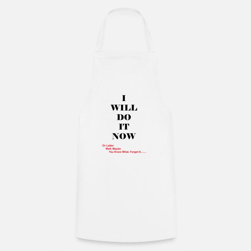 Red Quip Typography on Black Tee - Cooking Apron - white