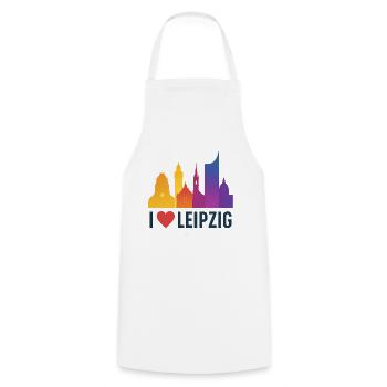 Leipzig Skyline Herzliebe - Kochschürze - Weiß - Vorne - AI Model Male 185 dark (185cm)