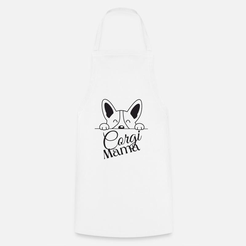 Corgi Mama Peek Design - Cooking Apron - white