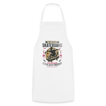 Flying with Freedom – Skateboard 2025 - Cooking Apron - white - Front - AI Model Male 185 dark (185cm)