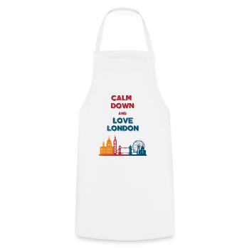 Calm down and love London skyline - Cooking Apron - white - Front - AI Model Male 185 dark (185cm)