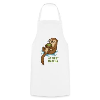Otter with matcha enjoyment - Cooking Apron - white - Front - AI Model Male 185 dark (185cm)