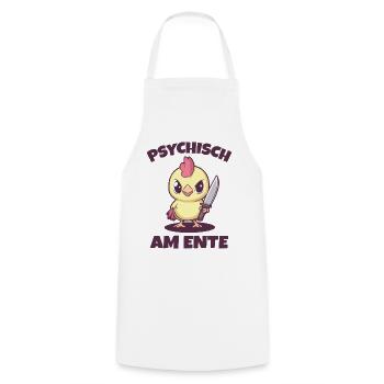Psychically on the duck - duck sees red! - Cooking Apron - white - Front - AI Model Male 185 dark (185cm)