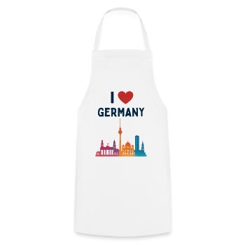 Ich liebe Deutschland Skyline  - Kochschürze - Weiß - Vorne - AI Model Male 185 dark (185cm)