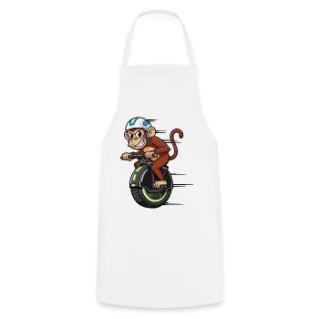 drôle chimpanzé monocycle coureur motocyclette cascadeur - Tablier de cuisine - blanc - Devant - AI Model Male 185 dark (185cm)