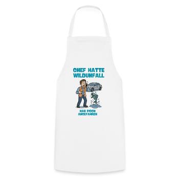 Chef Hatte Wildunfall Fisch Illustration  - Kochschürze - Weiß - Vorne - AI Model Male 185 dark (185cm)