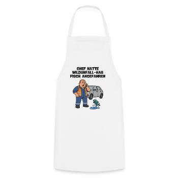 Chief: Wildlife accident with fish - Cooking Apron - white - Front - AI Model Male 185 dark (185cm)