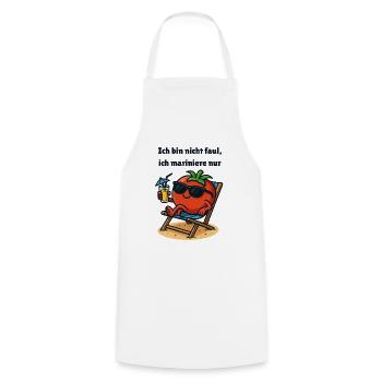 Tomato with sunglasses on the beach cartoon - Cooking Apron - white - Front - AI Model Male 185 dark (185cm)