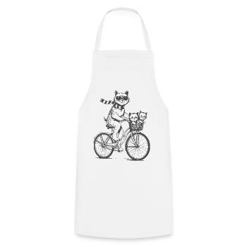 Cat bike with basket - Cooking Apron - white - Front - AI Model Male 185 dark (185cm)