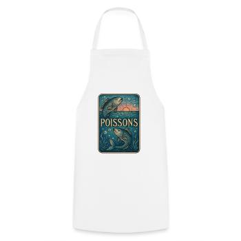 Signe astrologique du Poissons - Astrologie - Tablier de cuisine - blanc - Devant - AI Model Male 185 dark (185cm)