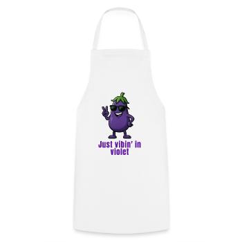 Aubergine - vibrations en violet dessin animé - Tablier de cuisine - blanc - Devant - AI Model Male 185 dark (185cm)