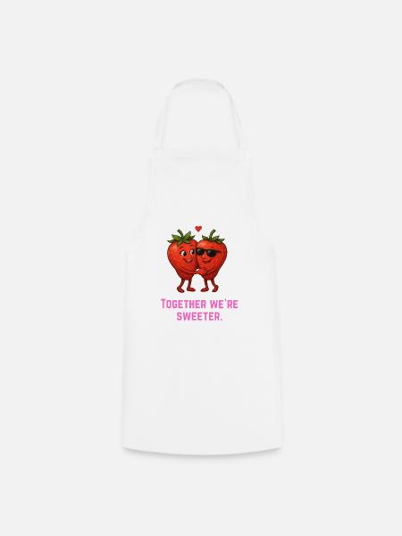 Together we are sweeter - Erdbeeren süß - Kochschürze - Weiß