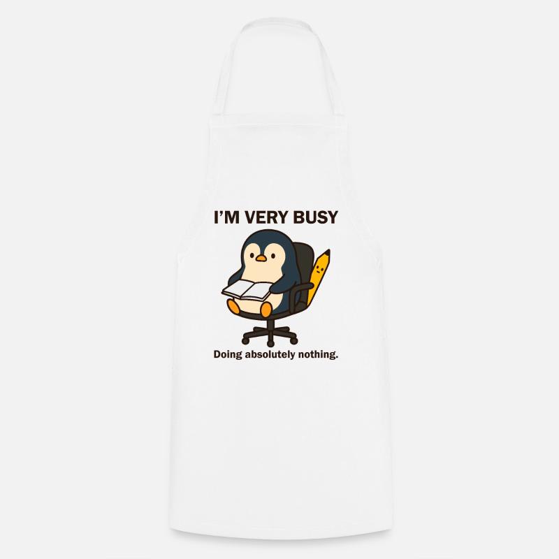 Very Busy Penguin - Cooking Apron - white