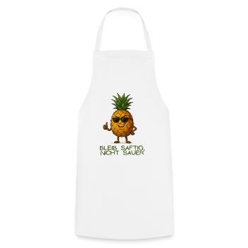 Ananas mit Stil: Bleib saftig - Kochschürze - Weiß - Vorne - AI Model Male 185 dark (185cm)