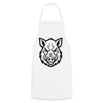Wildschwein Kopf Keiler Aggressiv Vektor - Kochschürze - Weiß - Vorne - AI Model Male 185 dark (185cm)