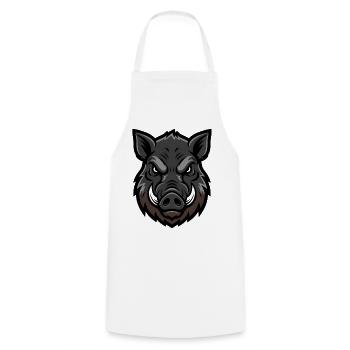 mascotte tête de sanglier, agressive - Tablier de cuisine - blanc - Devant - AI Model Male 185 dark (185cm)