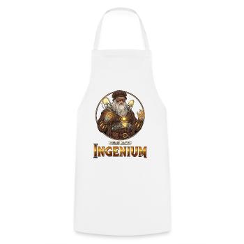 Ingenium Leonardo: Steampunk-Zauberer - Kochschürze - Weiß - Vorne - AI Model Male 185 dark (185cm)
