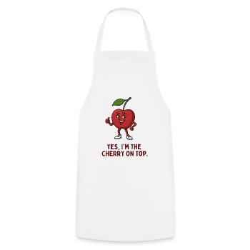 Cherry On Top Cartoon - Cooking Apron - white - Front - AI Model Male 185 dark (185cm)