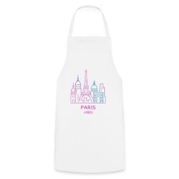 Neon Skyline Paris - Cooking Apron - white - Front - AI Model Male 185 dark (185cm)