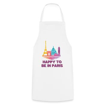 Pastel Paris Skyline - Kochschürze - Weiß - Vorne - AI Model Male 185 dark (185cm)