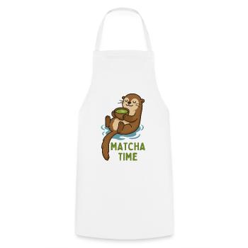 Matcha Otter Zeit - Kochschürze - Weiß - Vorne - AI Model Male 185 dark (185cm)