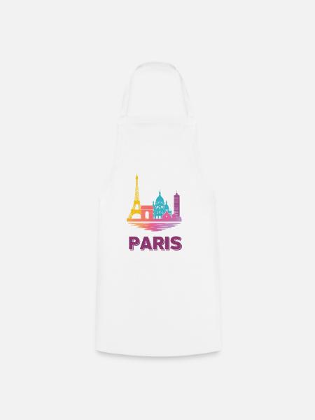 Paris Farbverlauf Skyline Silhouette - Kochschürze - Weiß