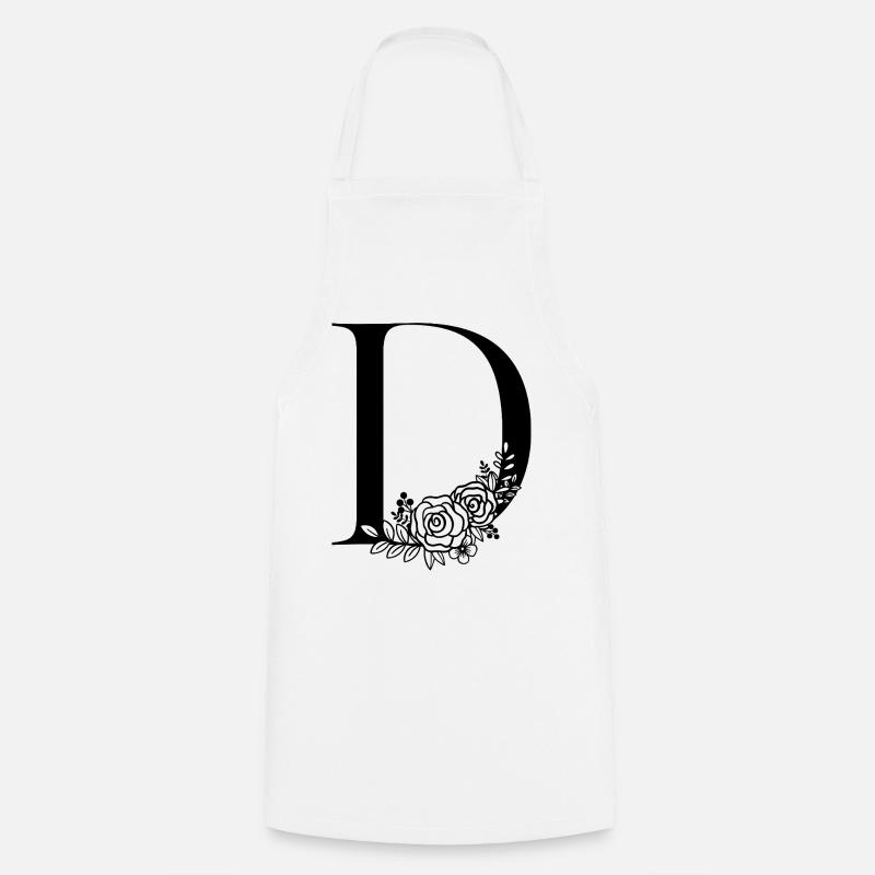 Alphabet D - Tablier de cuisine - blanc