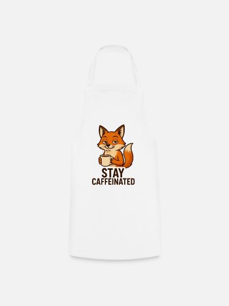 Fuchs Kaffee Motiv Stay Caffeinated - Kochschürze - Weiß