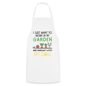 Gardening Dog Owner Mom Dad Pet Parents - Cooking Apron - white - Front - AI Model Male 185 dark (185cm)