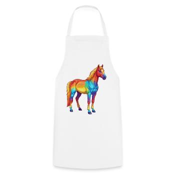 Buntes Pferderegenbogen-Pop-Art-Aquarell - Kochschürze - Weiß - Vorne - AI Model Male 185 dark (185cm)