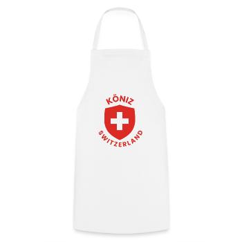 Köniz Switzerland Shield Emblem - Cooking Apron - white - Front - AI Model Male 185 dark (185cm)