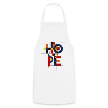 Lettrage géométrique Hope - Tablier de cuisine - blanc - Devant - AI Model Male 185 dark (185cm)