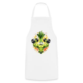 Strong Leek Bodybuilder Illustration - Cooking Apron - white - Front - AI Model Male 185 dark (185cm)