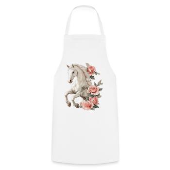 Roses vintage de chevaux - Tablier de cuisine - blanc - Devant - AI Model Male 185 dark (185cm)