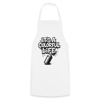 C’est un graffiti de vie coloré - Tablier de cuisine - blanc - Devant - AI Model Male 185 dark (185cm)
