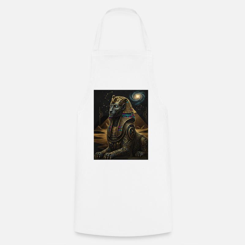 Sphinx Cosmique d’Anubis en or - Tablier de cuisine - blanc