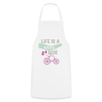 La vie est un magnifique graphique de vélo de sortie - Tablier de cuisine - blanc - Devant - AI Model Male 185 dark (185cm)